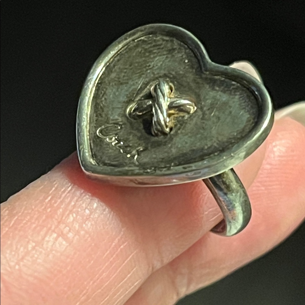 🦂TRADED🦂Vintage COACH Sterling Heart “Button” Ring - Picture 8 of 13